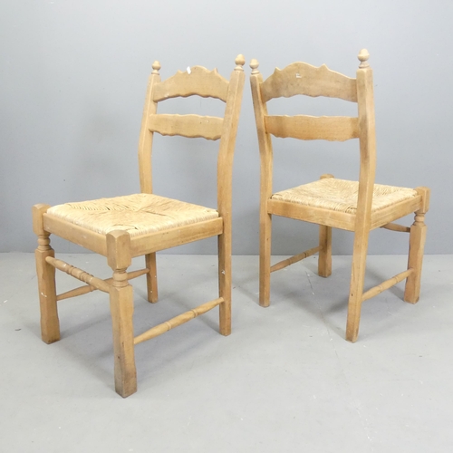 2550 - A set of six modern beech dining chairs with drop-in rush seats.