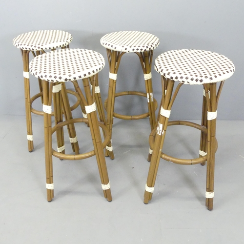 2599 - A set of four modern metal framed stools. Height 80cm.