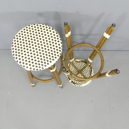 2599 - A set of four modern metal framed stools. Height 80cm.