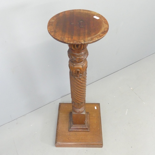 2631 - A mahogany pedestal mounted on square base. Height 104cm.