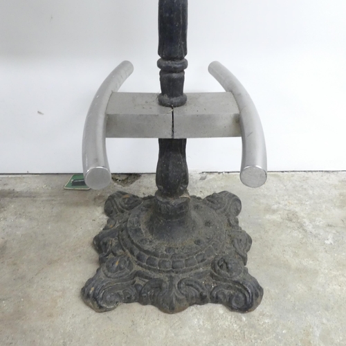 2633 - A rectangular marble topped pub table on cast iron base. 80x112x60cm. WITH THE OPTION TO PURCHASE TH... 