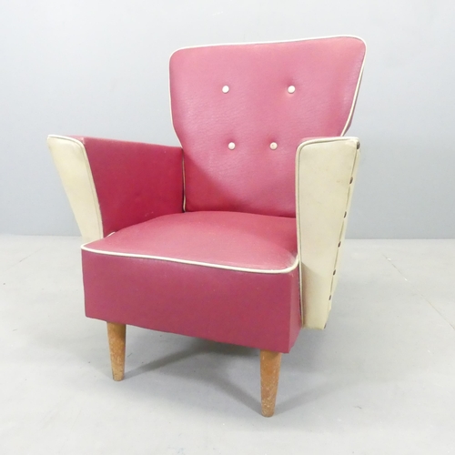 2638 - A faux-leather upholstered mid-century Scandinavian style child's chair. Overall 52x63x43cm.