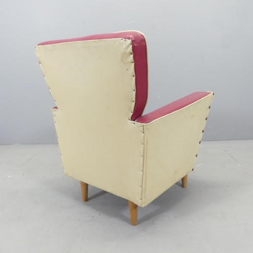 2638 - A faux-leather upholstered mid-century Scandinavian style child's chair. Overall 52x63x43cm.