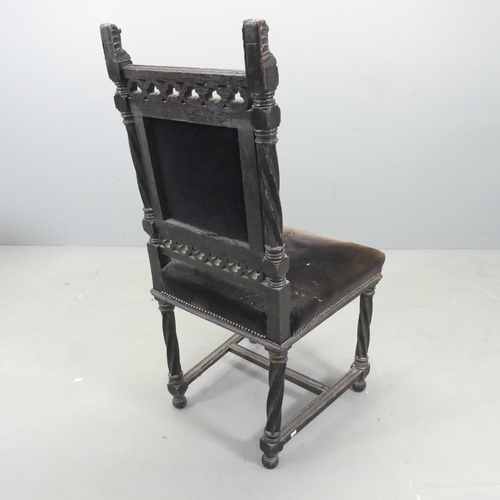 2650 - A 19th century Gothic carved oak chair