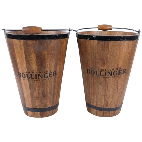 731 - A pair of large wooden Bollinger buckets, with handles, H40cm