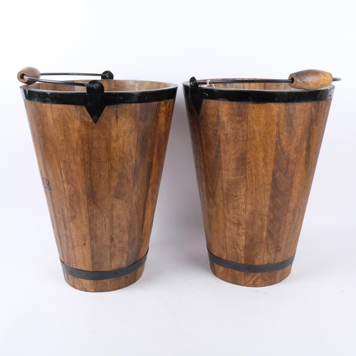 731 - A pair of large wooden Bollinger buckets, with handles, H40cm