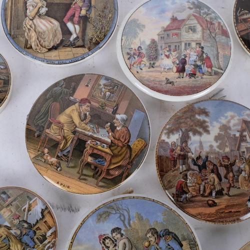 770 - A selection of Antique Pratt Ware pot lids, various sizes and scenes, including 