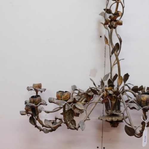 818 - Vintage gilt-metal 8-branch chandelier, with floral and foliate decoration, 68cm across