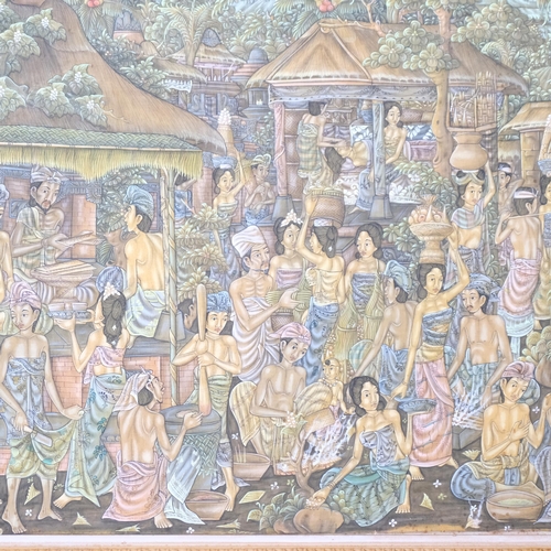 820 - 20th century Balinese School, large format village scene, oil on canvas, signed Masna Kutuh, 82cm x ... 