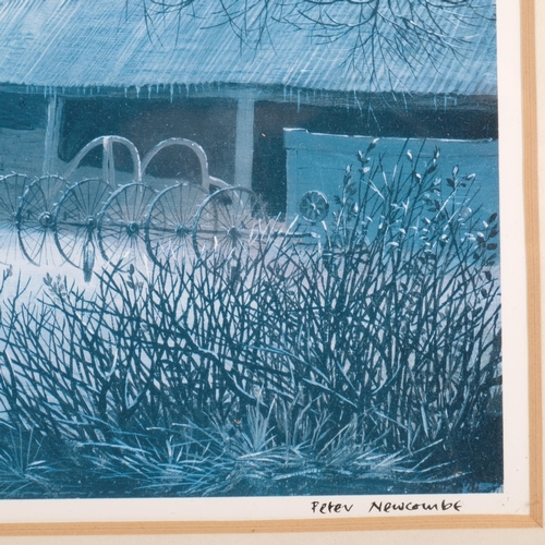 838 - Peter Newcombe, limited edition coloured print, winter, 64/100, 76cm x 65cm overall, framed