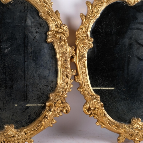 849 - A pair of ornate gilt plaster framed Vintage mirrors, with floral and foliate decoration, H61cm