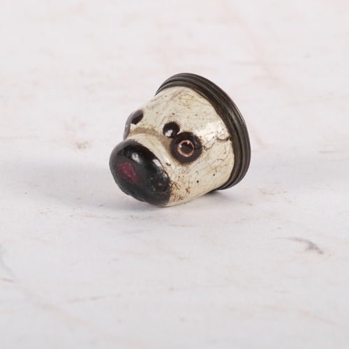 883 - A Staffordshire enamel novelty Pug dog head, 