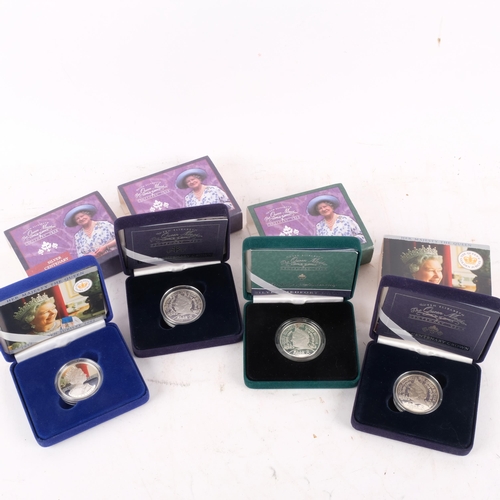 901 - 4 British Commemorative silver proof crowns' in original box and papers