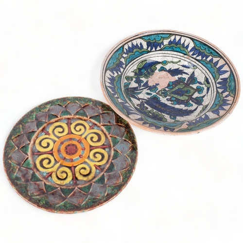 114 - EDMUND LACHENAL, FRANCE - an Iznik style earthenware bowl, and a quimper plate, both with maker's ma... 