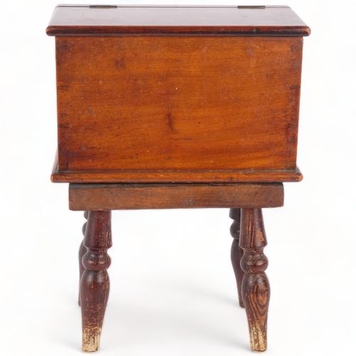 118 - A small Victorian mahogany box on later stand, W27cm, H37cm