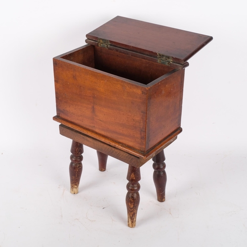 118 - A small Victorian mahogany box on later stand, W27cm, H37cm