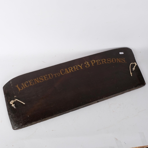 119 - A 19th Century Hansom Cab footboard advertising panel, IV and I. J.B. Meredith.  Licensed to carry 3... 