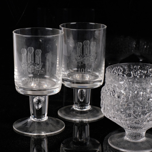 139 - A pair of Whitefriars commemorative glass goblets, commemorating the Investiture of the Prince of Wa... 