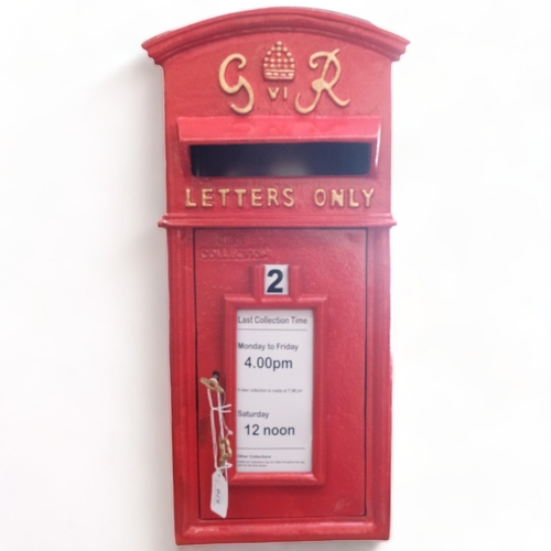 147 - A large cast-iron Royal Mail reproduction post box, H58cm, with key