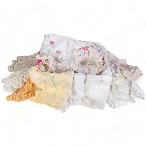 151 - Various linen, lace, table covers etc