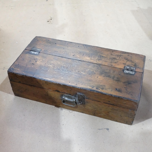 160 - An Antique stained pine carpenter's tool box, and various tools including various planes and other t... 