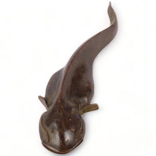 178 - A miniature bronze study of a catfish, L12cm