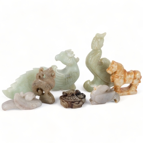 182 - A group of Chinese jade and nephrite carved animals (7)