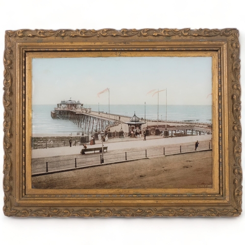 218 - An Antique coloured photographic print of Hastings Pier, the  10,052, 23cm x 28cm overall, gilt fram... 