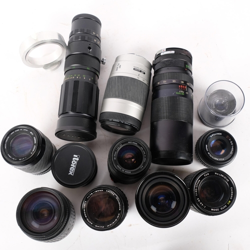 238 - A quantity of various camera lenses and accessories,  including such brands as Sigma, X-Fujinon, Kir... 