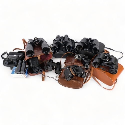 240 - A large selection of various Vintage binoculars, including Prinz 10x50, Dollond Owlvis 15x60, Wray V... 