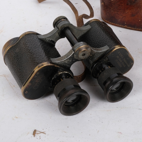 256 - A pair of Zeiss Karoly GYDR, possibly World War I military field binoculars, date inscription is UK1... 