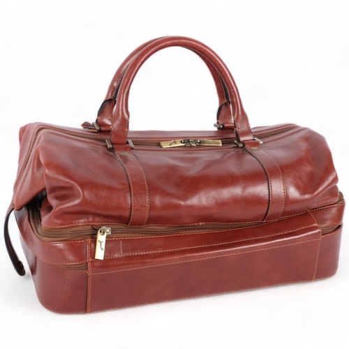 267 - Jacob Fine Leather, a burgundy leather weekend bag