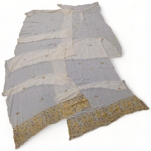 269 - 2 similar Vintage throws/bed covers, with lovely gilt embroidered floral pattern at one end of each ... 