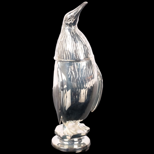 298 - A modern silver plated penguin design pepper pot, H18.5cm