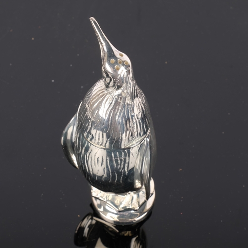 298 - A modern silver plated penguin design pepper pot, H18.5cm