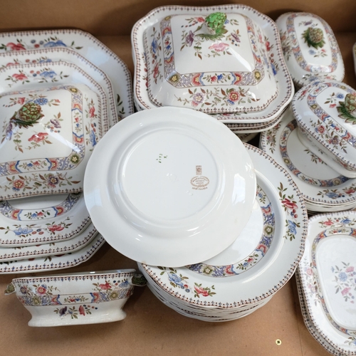 319 - Vintage Spode dinner service with floral decoration, including meat plates, 3 vegetable tureens, sau... 