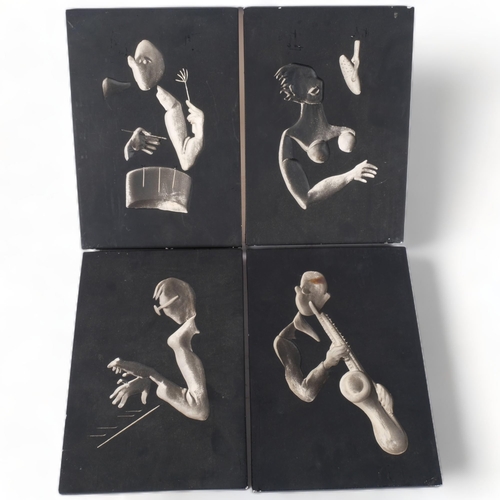 326 - HANS RICHTER - a set of 4 mid-century intaglio plaster panels, depicting jazz musicians, signed and ... 