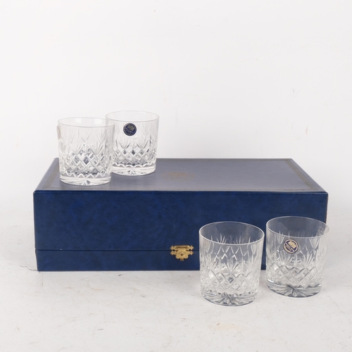 339 - A set of 4 Thomas Webb crystal Whisky tumblers, H8cm, in presentation case