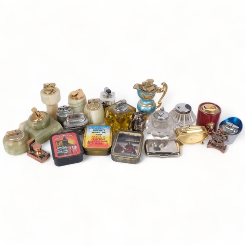 363 - A box containing Vintage table lighters and related items