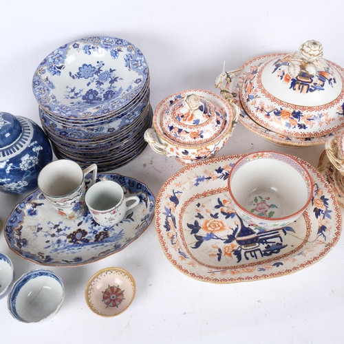 371 - A quantity of Victorian Coalport and Spode dinnerware, various Oriental tea bowls, ginger jars etc