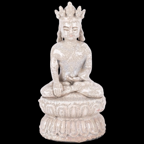 393 - A Chinese crackle glazed pottery Buddha, 28cm