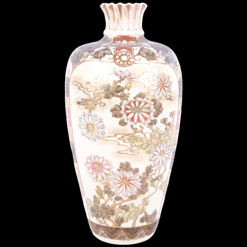 399 - A Satsuma vase with painted and gilded floral panels, H39cm