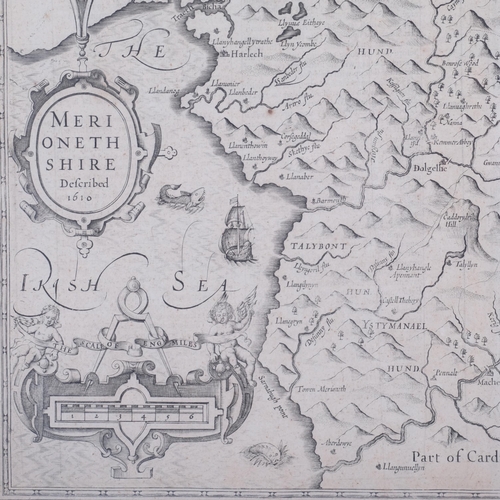 40 - John Speede, 17th century map Merionethshire described 1610, including part of Denbigh and part of C... 