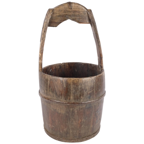 405 - A Chinese wooden well bucket, 54cm