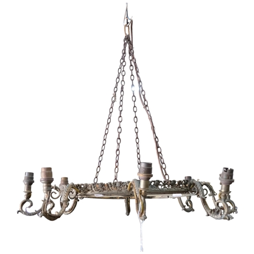 422 - Cast-brass 8-branch circular chandelier