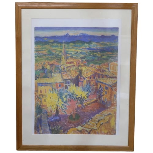 434 - Freddie Gore R A - A limited edition coloured print, continental town scene, 157/250. 107x86cm, fram... 