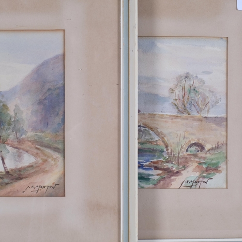 453 - J K Maxton, a pair of framed watercolours, landscapes, 39cm x 50cm overall