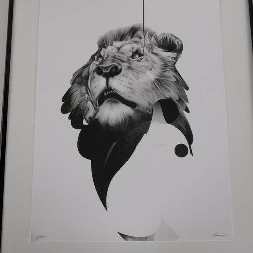 456 - HelloVon Studio, 4 limited edition prints, a horse, an elephant, a lion, and an eagle, 3 framed