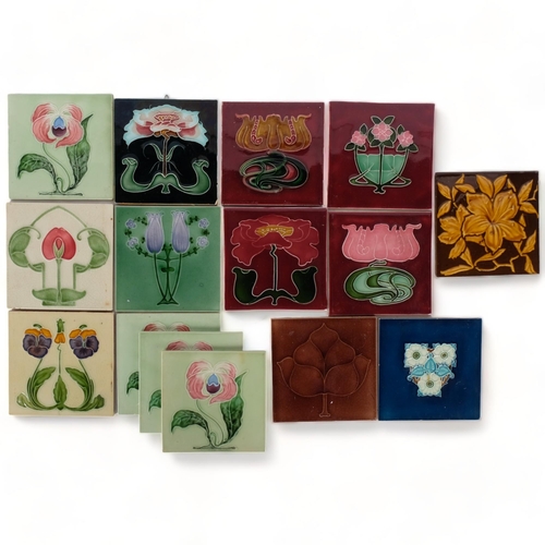 492 - 15 tiles, including Victorian and Art Nouveau examples