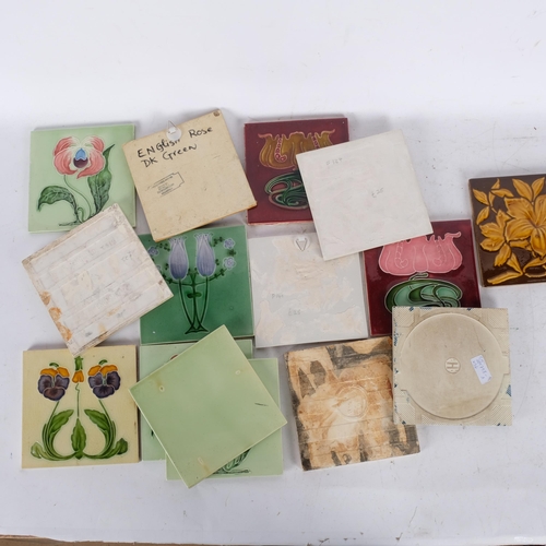 492 - 15 tiles, including Victorian and Art Nouveau examples